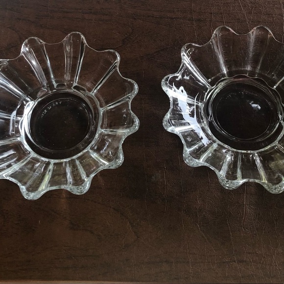 HEISEY? Two / 5 3/4” clear Glass Trinket Dish/Stamped Made In USA/ sold as set - Picture 3 of 5